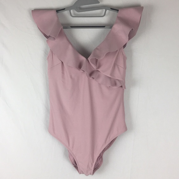 Ted Baker Pink Ruffle Wrap Bealily 1pc Swimsuit